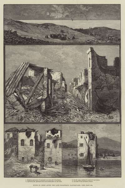 Ruins in Chios after the Disastrous Earthquake by Charles Auguste Loye